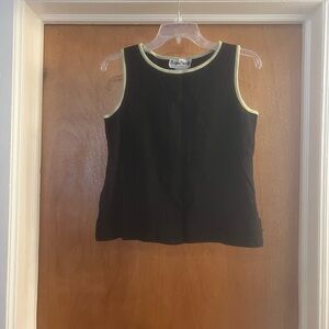 Ronni Nicole by Ouida Women’s Black Sleeveless Tank Top with Light Green Trim